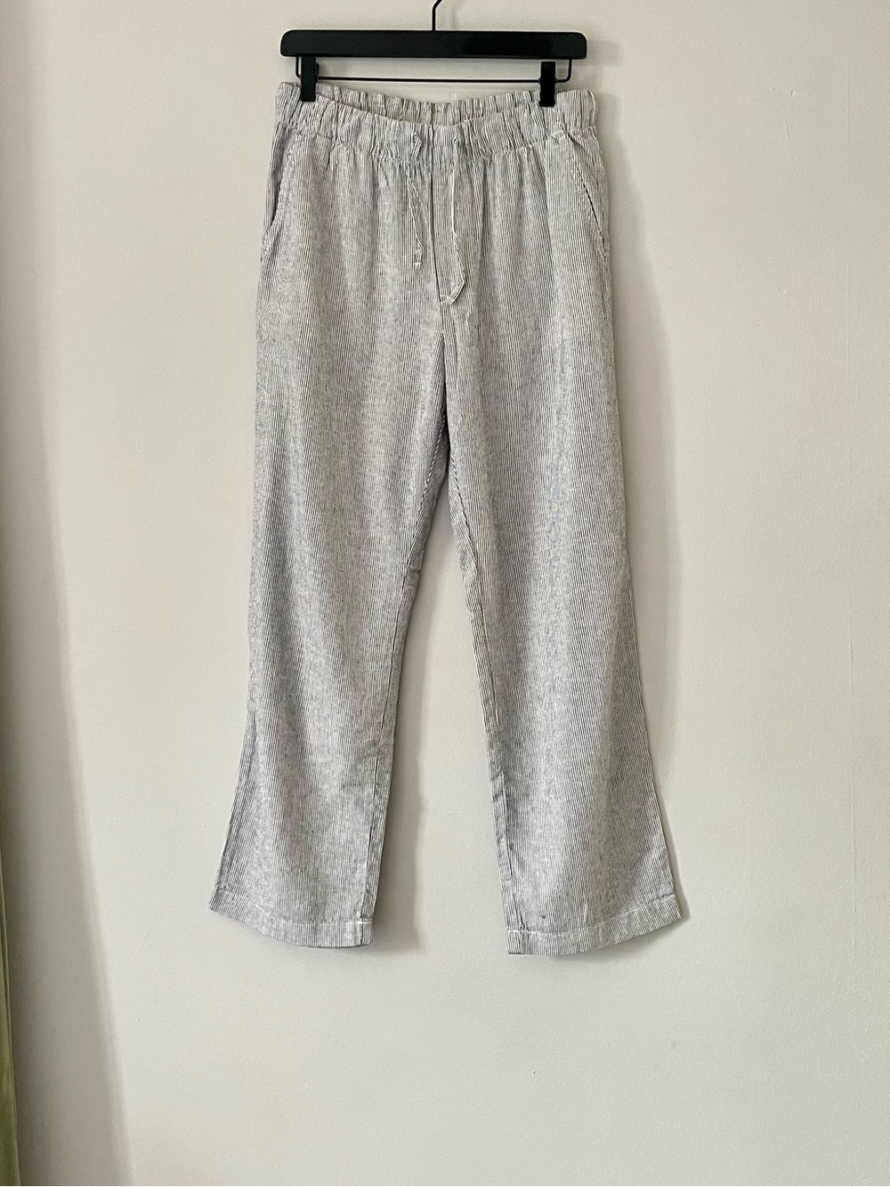 GAP Linen Blend Easy Pant Navy White Stripe